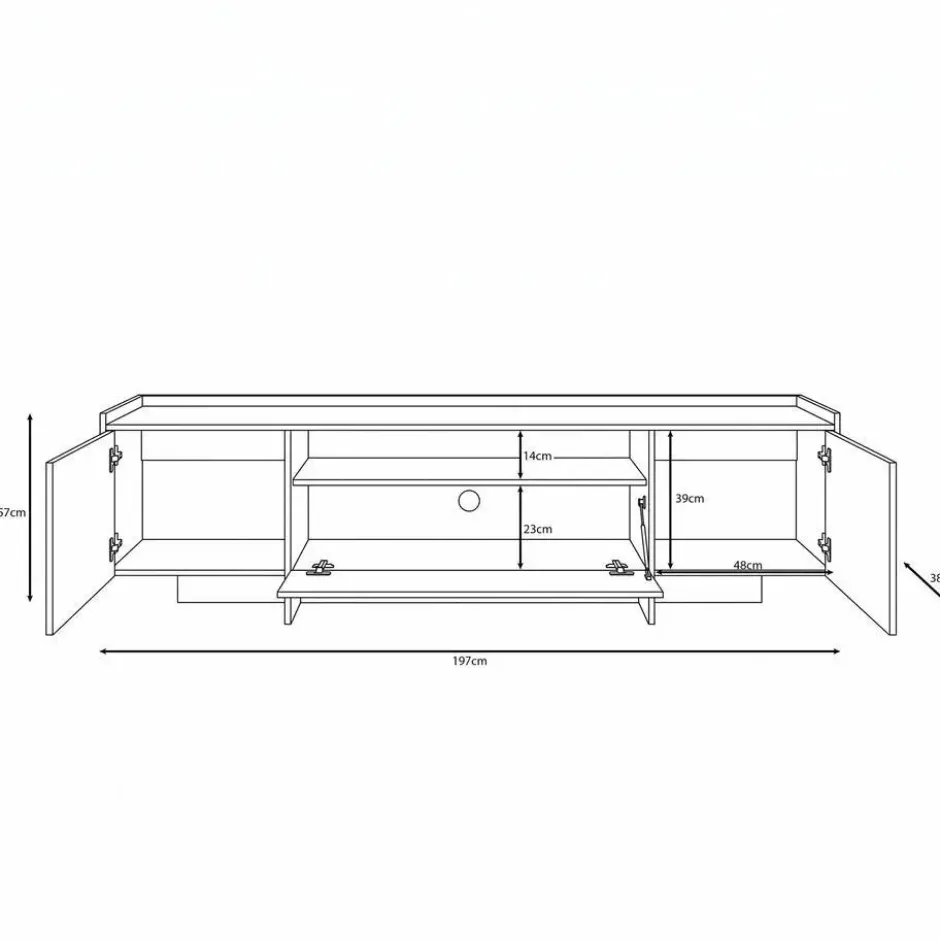 Meubella - TV-Meubel Jaxon - Donker eiken - 197 cm