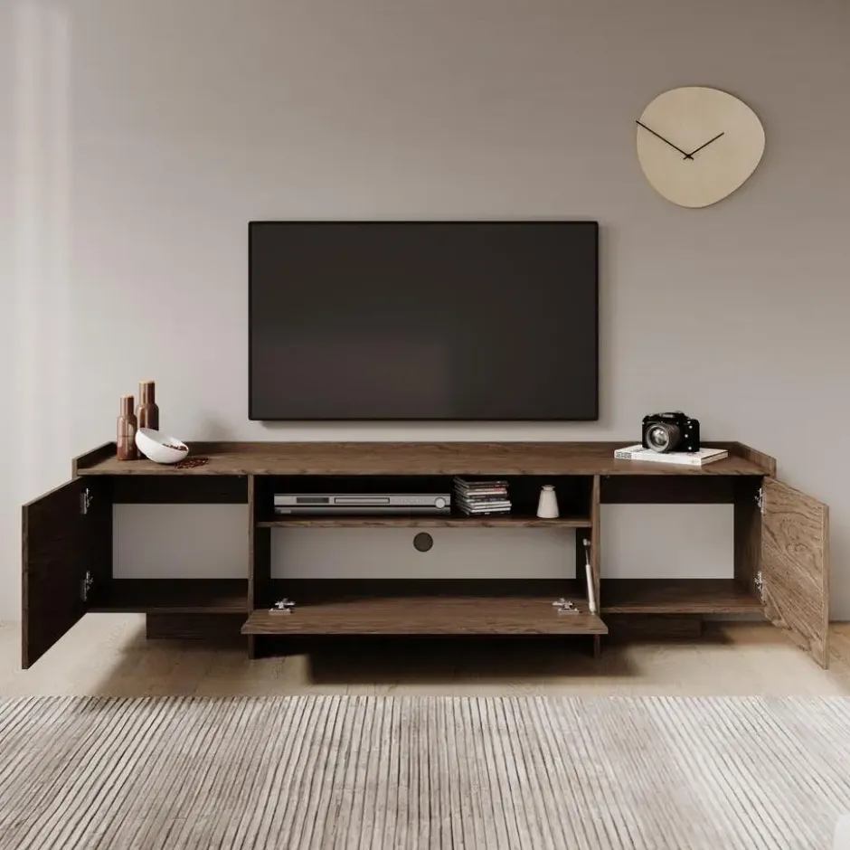 Meubella - TV-Meubel Jaxon - Donker eiken - 197 cm