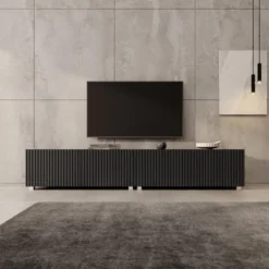 Meubella - TV-Meubel Kenderes - Zwart - 200 cm