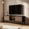 Meubella - TV-Meubel Legend - Mat zwart - Eiken - 154 cm