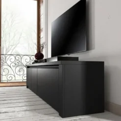 Meubella - TV-Meubel Monaco - Mat Zwart - 4 deuren - 170 cm