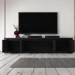 Meubella - TV-Meubel Monaco - Mat Zwart - 4 deuren - 170 cm