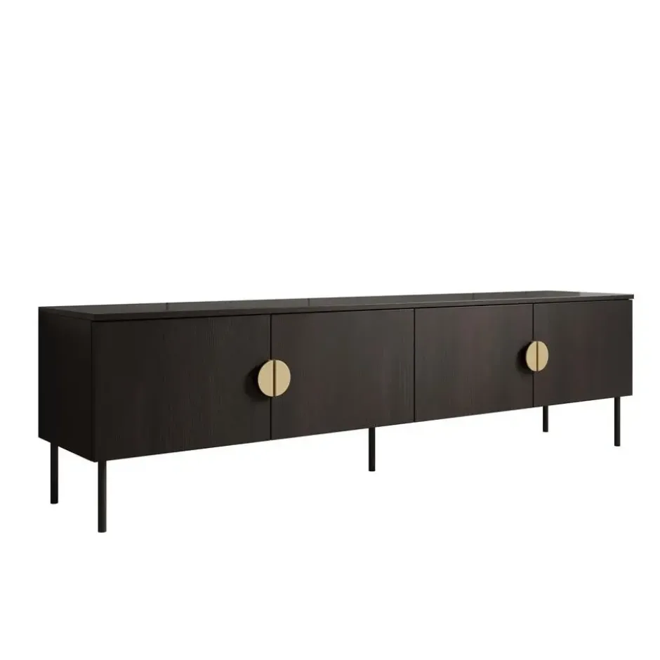 Meubella - TV-Meubel Monor - Zwart eiken - 200 cm