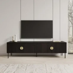 Meubella - TV-Meubel Monor - Zwart eiken - 200 cm
