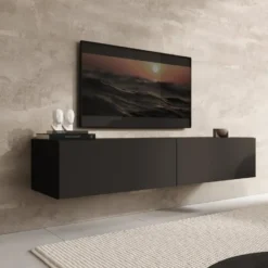 Meubella - TV-Meubel Palm - Mat zwart - 160 cm