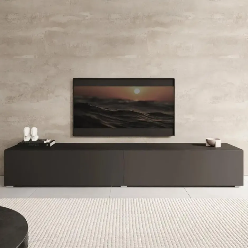 Meubella - TV-Meubel Palm - Mat zwart - 200 cm