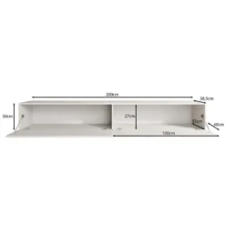 Meubella - TV-Meubel Palm - Mat zwart - 200 cm