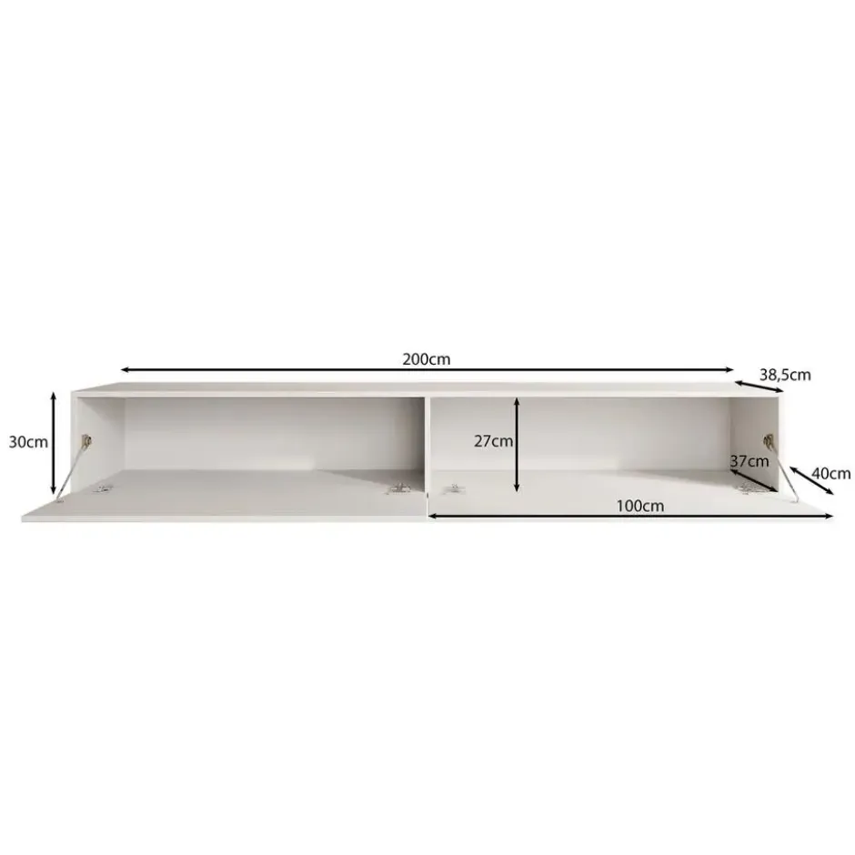 Meubella - TV-Meubel Palm - Mat zwart - 200 cm