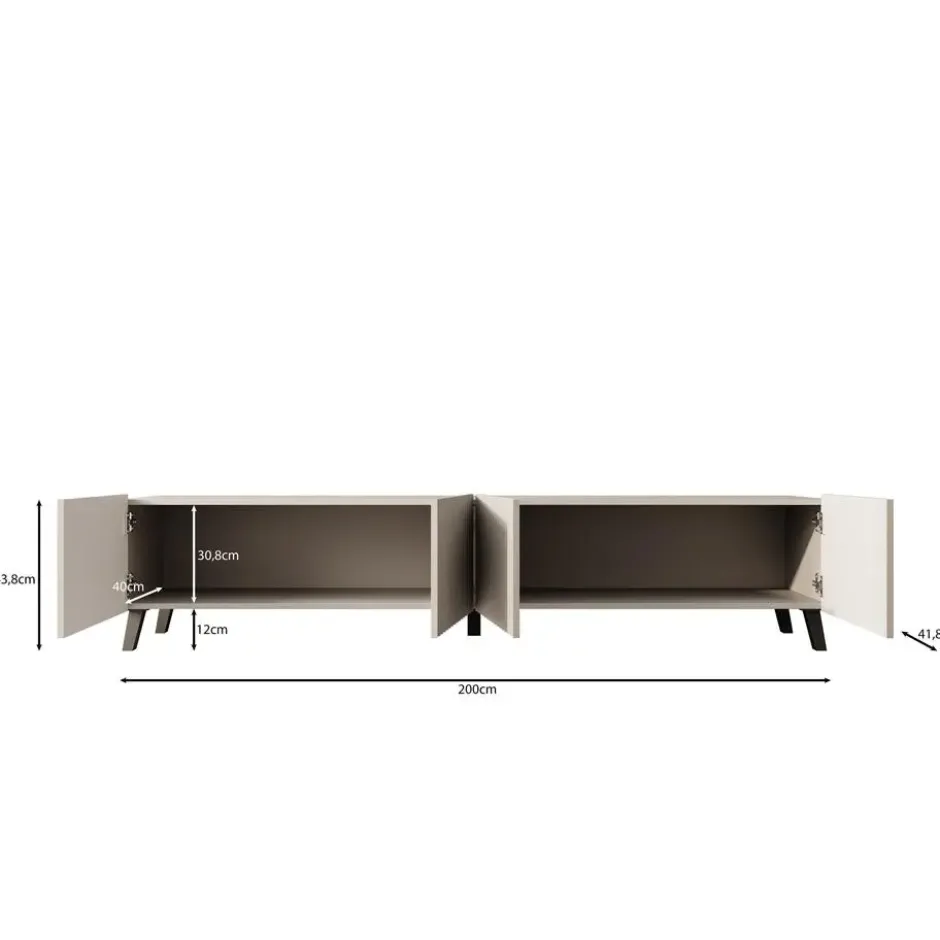 Meubella - TV-Meubel Pepinos 2 - Beige - 200 cm