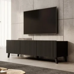 Meubella - TV-Meubel Pepinos 2 - Mat zwart - 150 cm