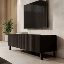 Meubella - TV-Meubel Pepinos 2 - Mat zwart - 150 cm