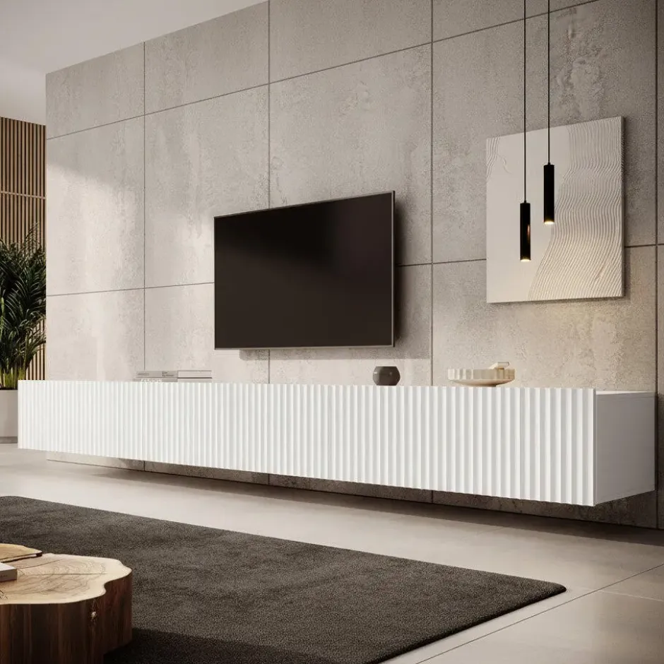 Meubella - TV-Meubel Pepinos - Wit - 300 cm