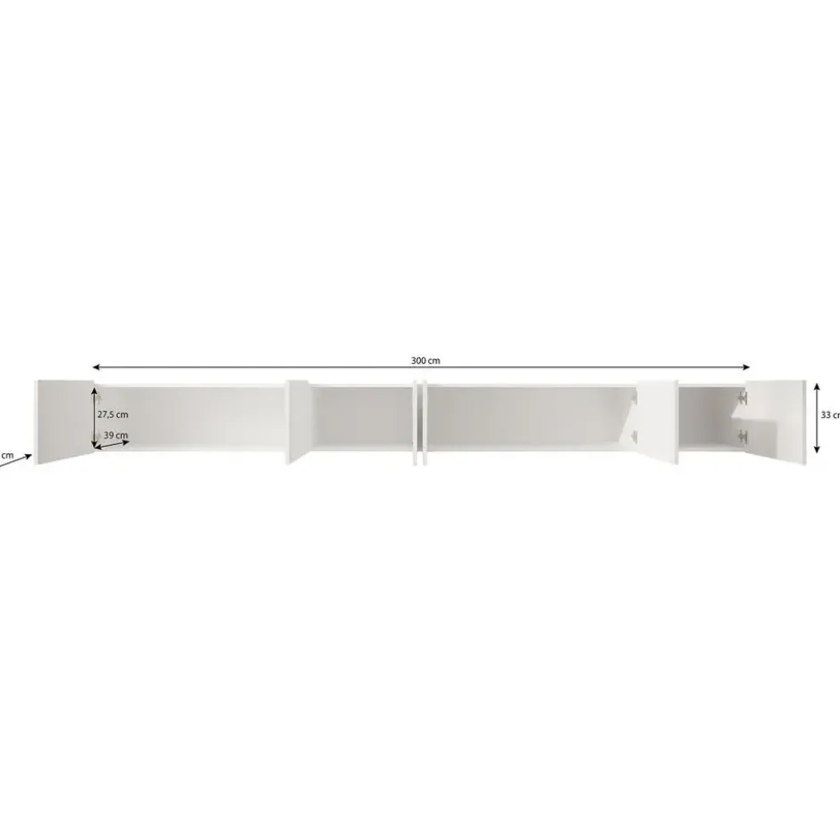 Meubella - TV-Meubel Pepinos - Wit - 300 cm