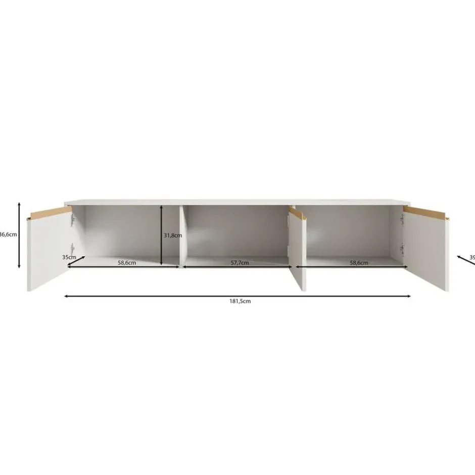 Meubella - TV-Meubel Remy - Beige - 182 cm