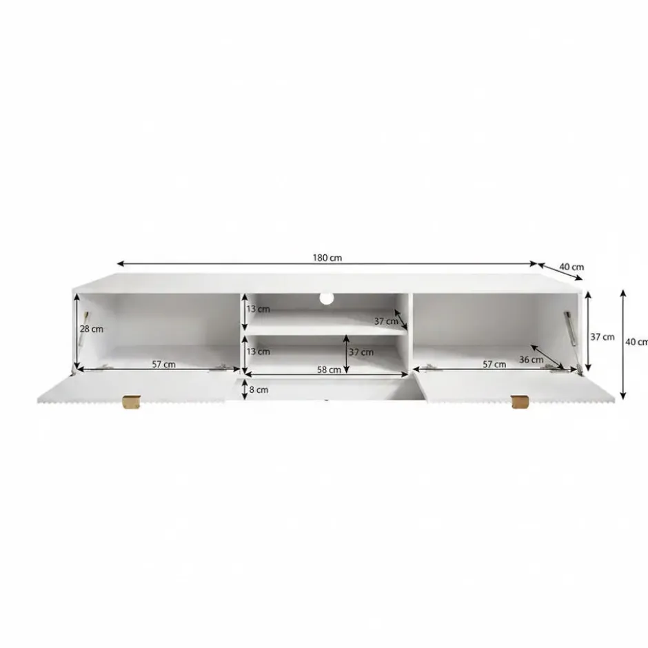 Meubella - TV-Meubel Tavares - Zwart - 180 cm