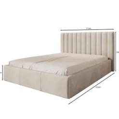 Meubella - Tweepersoonsbed Chief - Beige - Velvet - 160x200 cm