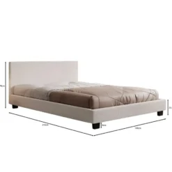 Meubella - Tweepersoonsbed George - Wit Teddystof - 140x200 cm