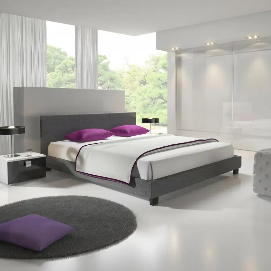 Meubella - Tweepersoonsbed George - Grijs - Stof - 180x200 cm