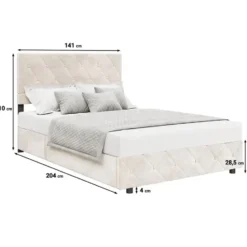 Meubella - Tweepersoonsbed Hernandez - Beige 140x200 cm - Met gaslift