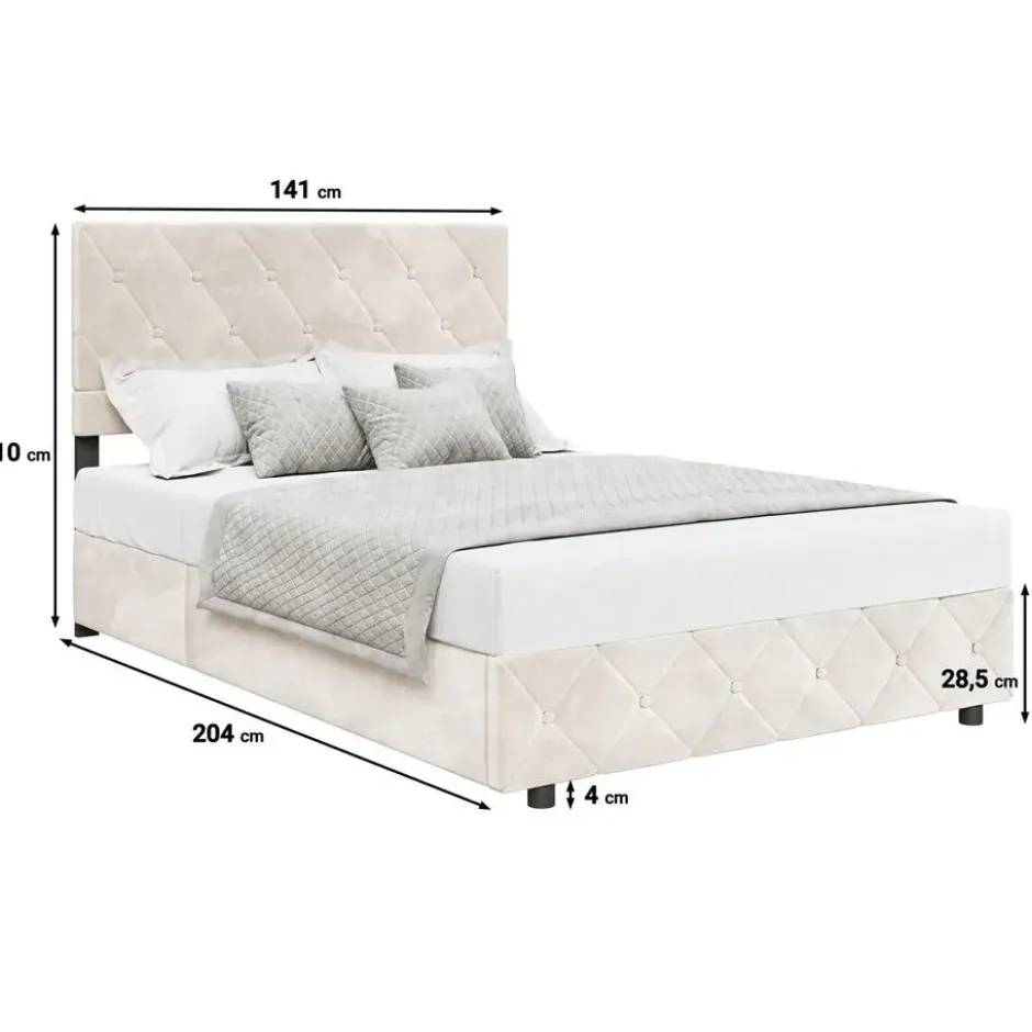 Meubella - Tweepersoonsbed Hernandez - Beige 140x200 cm - Met gaslift