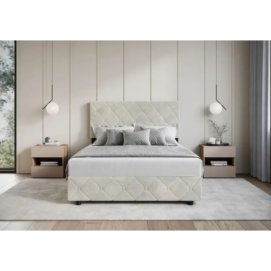 Meubella - Tweepersoonsbed Hernandez - Beige 140x200 cm - Met gaslift