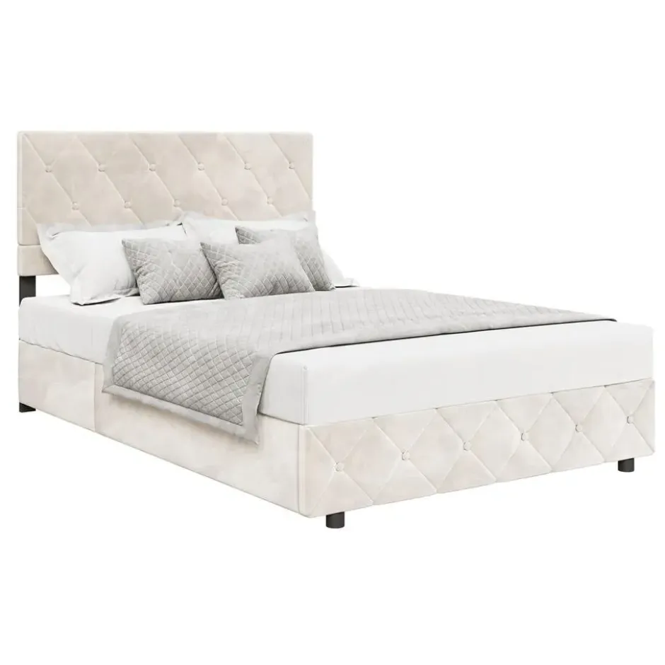 Meubella - Tweepersoonsbed Hernandez - Beige 140x200 cm - Met gaslift