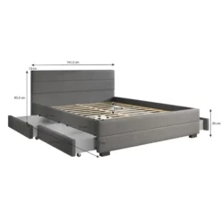 Meubella - Tweepersoonsbed Loox - Zwart - 160x200 cm