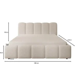 Meubella - Tweepersoonsbed Nolena - Beige teddystof - 160x200 cm