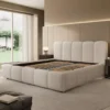 Meubella - Tweepersoonsbed Nolena - Beige teddystof - 180x200 cm
