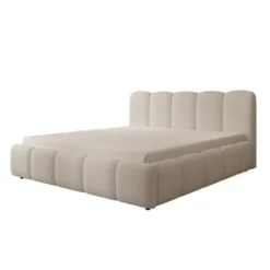 Meubella - Tweepersoonsbed Nolena - Beige teddystof - 180x200 cm
