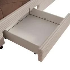 Meubella - Tweepersoonsbed Suente - Beige ribstof - 180x200 cm
