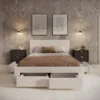 Meubella - Tweepersoonsbed Suente - Beige ribstof - 140x200 cm