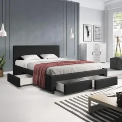 Meubella - Tweepersoonsbed Suente - Zwart - 160x200 cm