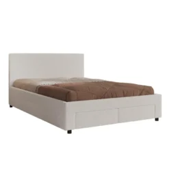Meubella - Tweepersoonsbed Suente - Wit Teddystof - 140x200 cm