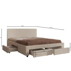 Meubella - Tweepersoonsbed Suente - Wit Teddystof - 160x200 cm