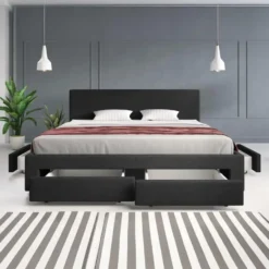 Meubella - Tweepersoonsbed Suente - Zwart - 180x200 cm