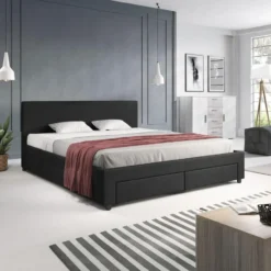 Meubella - Tweepersoonsbed Suente - Zwart - 180x200 cm