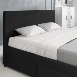 Meubella - Tweepersoonsbed Suente - Zwart - 140x200 cm