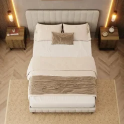 Meubella - Velamar - Tweepersoonsbed - Velvet beige - 140x200 cm