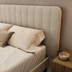Meubella - Velamar - Tweepersoonsbed - Velvet beige - 140x200 cm