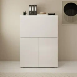 Meubella - Verity - Bureau uitklapbaar met LED - Wit - 90x42x125 cm