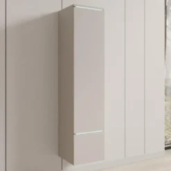 Meubella - Verity - Vitrinekast met LED - Beige - 30x33x130 cm