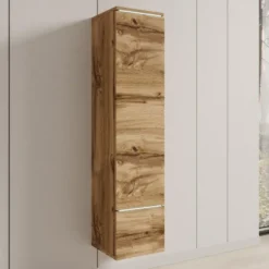 Meubella - Verity - Vitrinekast met LED - Eikenpatroon - 30x33x130 cm