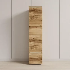 Meubella - Verity - Vitrinekast met LED - Eikenpatroon - 30x33x130 cm