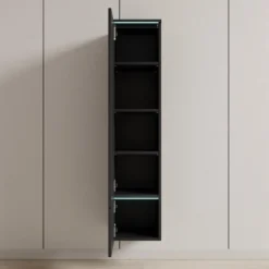 Meubella - Verity - Vitrinekast met LED - Zwart - 30x33x130 cm