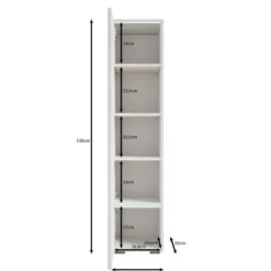 Meubella - Verity - Vitrinekast met LED - Zwart - 30x33x130 cm