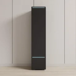 Meubella - Verity - Vitrinekast met LED - Zwart - 30x33x130 cm