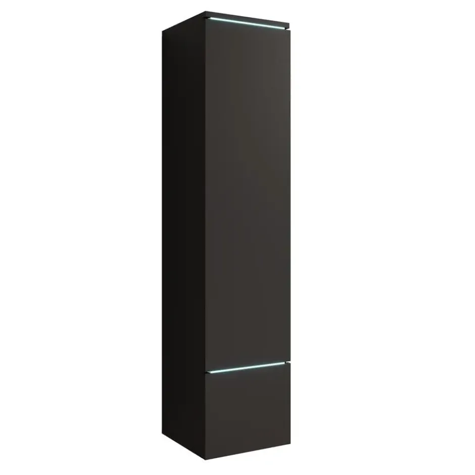 Meubella - Verity - Vitrinekast met LED - Zwart - 30x33x130 cm