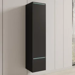 Meubella - Verity - Vitrinekast met LED - Zwart - 30x33x130 cm