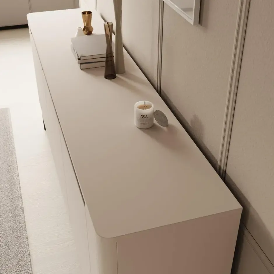 Meubella - Vexon - Dressoir met lades - Beige/Zwart - 205x45x78 cm